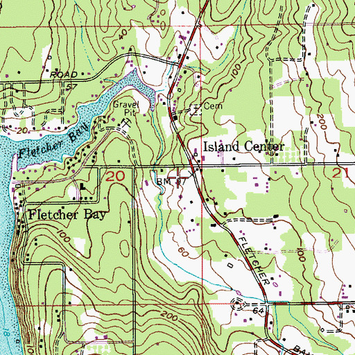Topographic Map of Island Center, WA