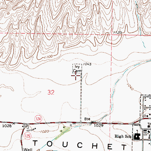 Topographic Map of Ivy Cemetery, WA
