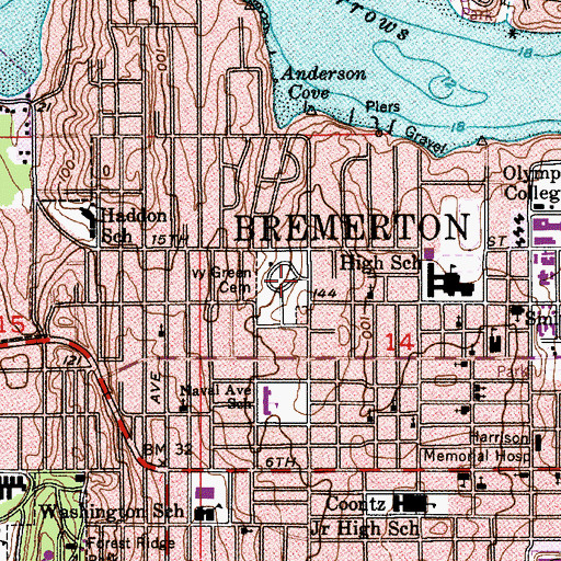 Topographic Map of Ivy Green Cemetery, WA