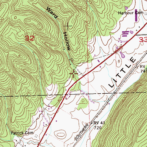 Topographic Map of Ward Hollow, AL