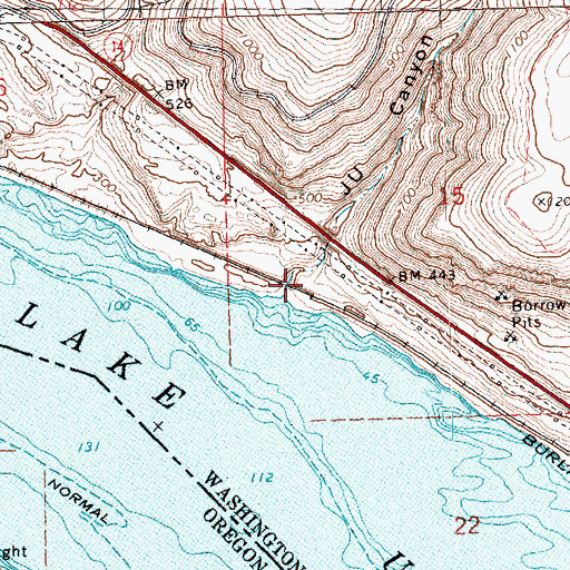 Topographic Map of J U Canyon, WA