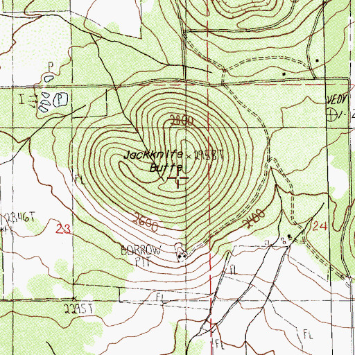 Topographic Map of Jackknife Butte, WA