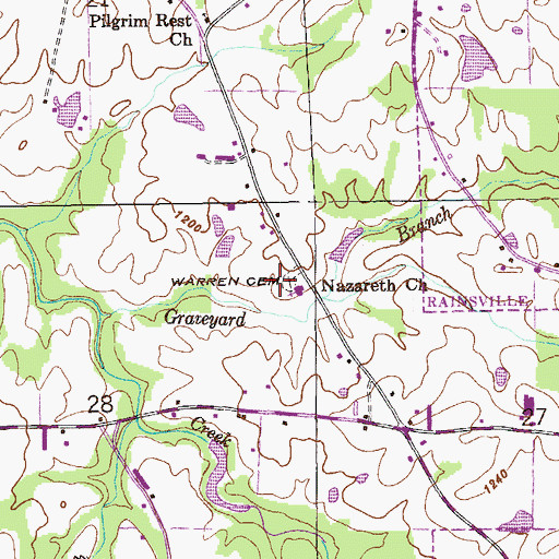 Topographic Map of Warren Cemetery, AL