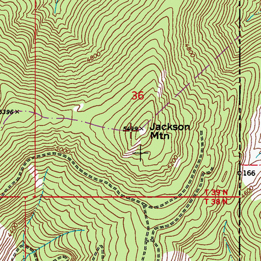 Topographic Map of Jackson Mountain, WA