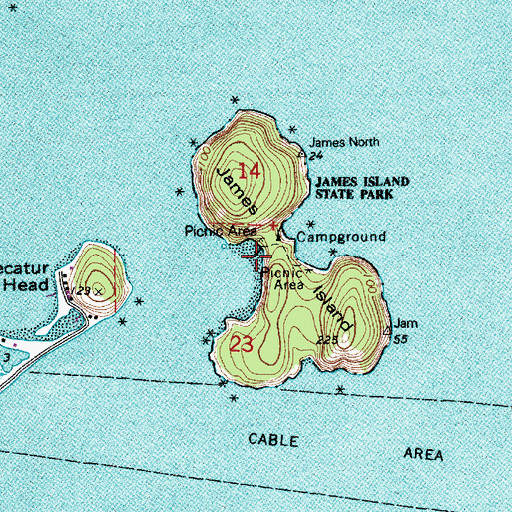 Topographic Map of James Island, WA