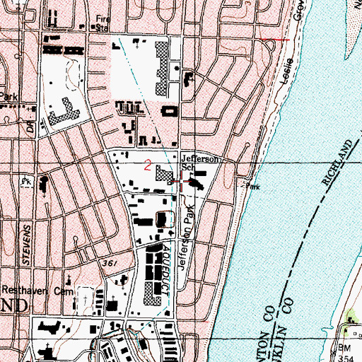 Topographic Map of Jefferson Elementary School, WA