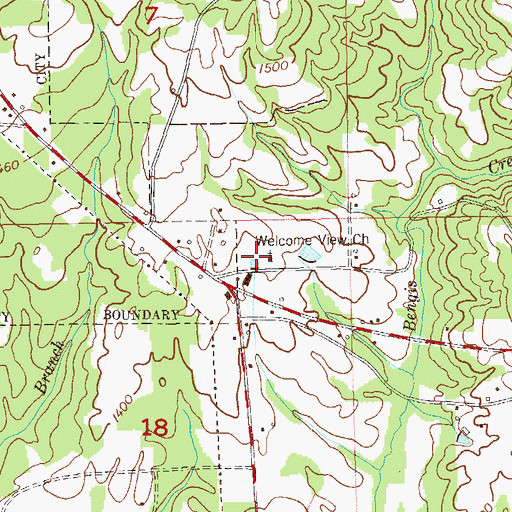 Topographic Map of Welcome View Church, AL