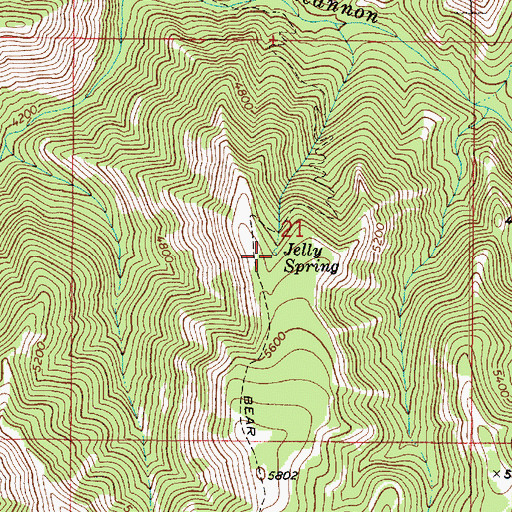 Topographic Map of Jelly Spring, WA