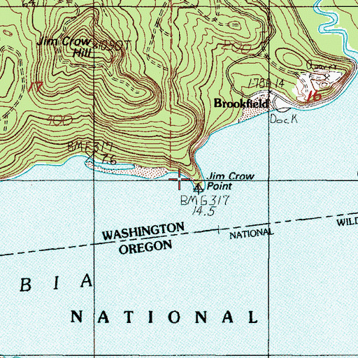 Topographic Map of Brookfield Point, WA