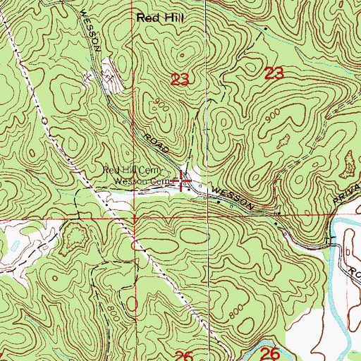 Topographic Map of Wesson Cemetery, AL