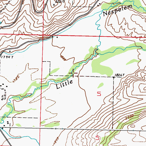 Topographic Map of Joe Moses Creek, WA