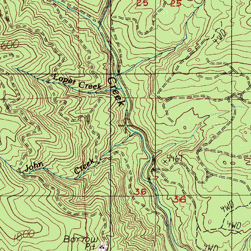 Topographic Map of John Creek, WA