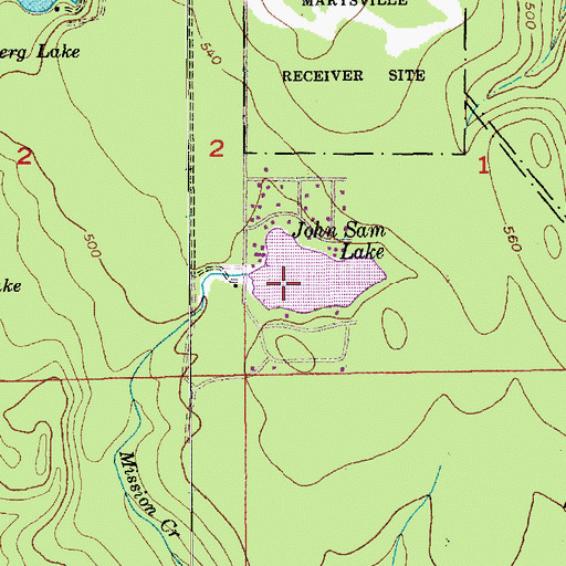 Topographic Map of John Sam Lake, WA