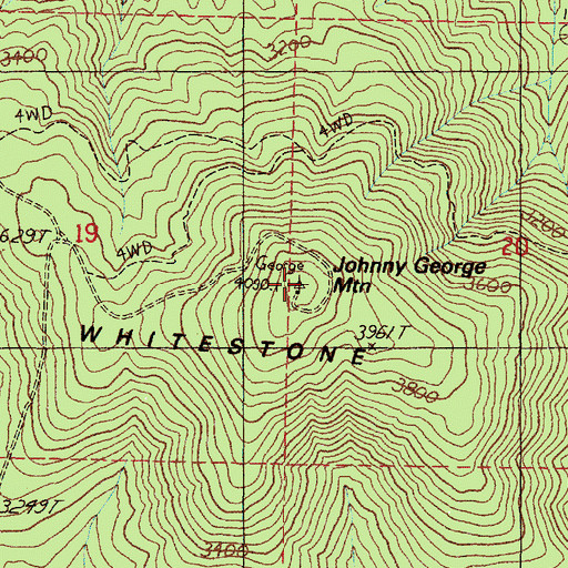 Topographic Map of Johnny George Mountain, WA