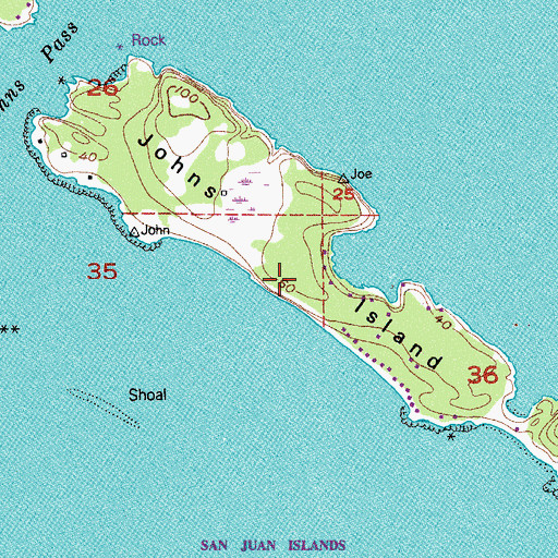 Topographic Map of Johns Island, WA