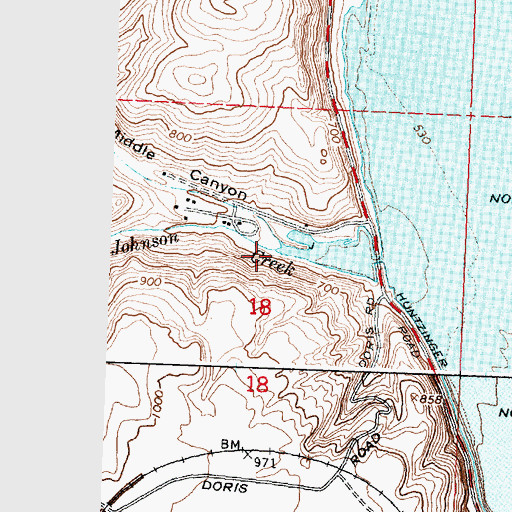 Topographic Map of Johnson Creek, WA