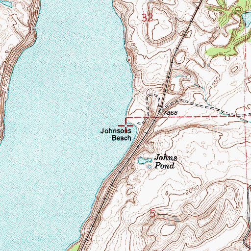 Topographic Map of Johnsons Beach, WA