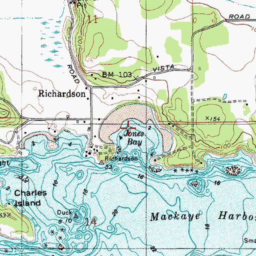 Topographic Map of Jones Bay, WA