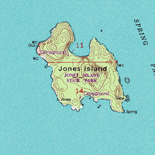 Topographic Map of Jones Island, WA