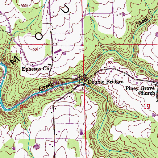 Topographic Map of Whippoorwill Creek, AL
