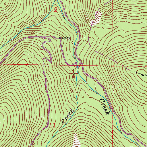 Topographic Map of Jungle Creek, WA