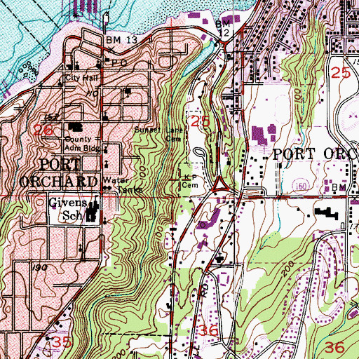 Topographic Map of Knights of Pythias Cemetery, WA