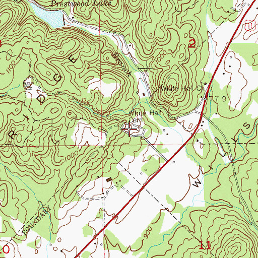 Topographic Map of White Hall Cemetery, AL