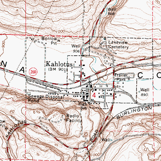 Topographic Map of Kahlotus, WA