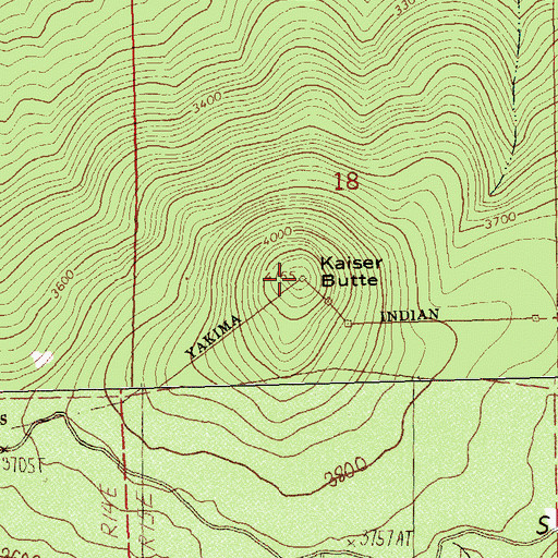 Topographic Map of Kaiser Butte, WA