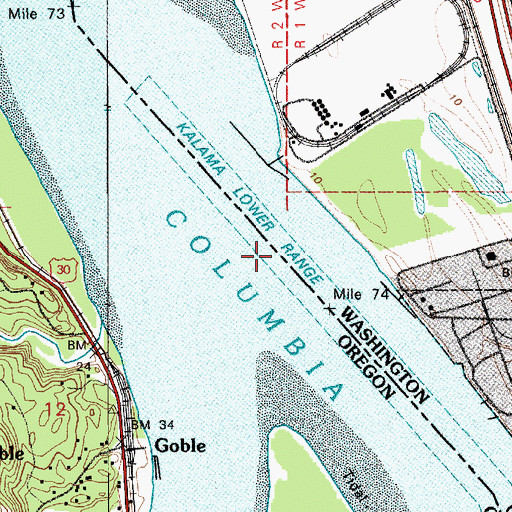 Topographic Map of Kalama Lower Range, WA