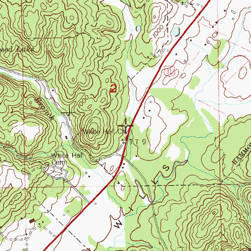 Topographic Map of White Hall Church, AL