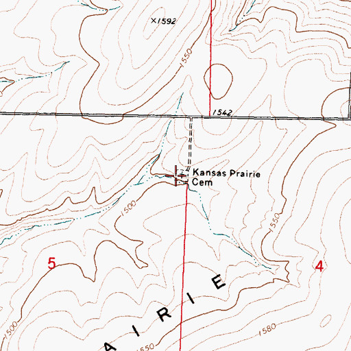 Topographic Map of Kansas Prairie Cemetery, WA