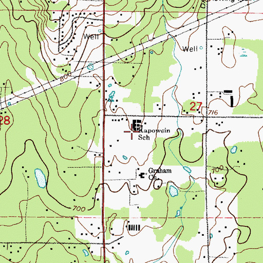 Topographic Map of Kapowsin Elementary School, WA