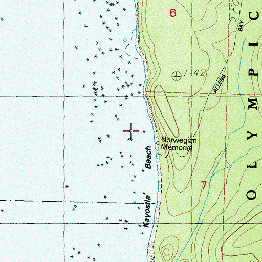 Topographic Map of Kayostia Beach, WA