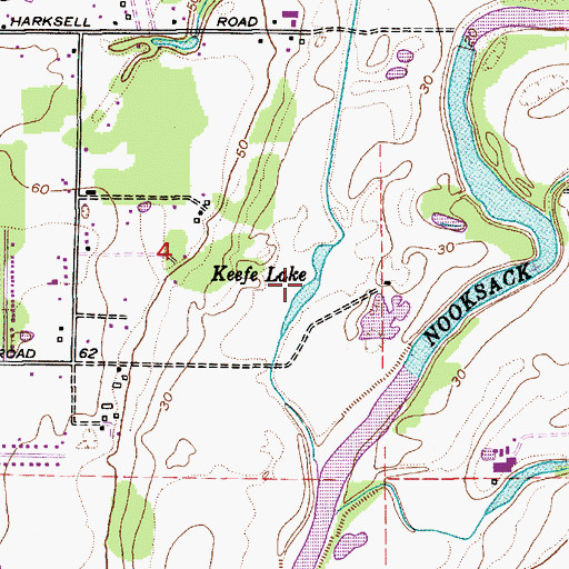 Topographic Map of Keefe Lake, WA