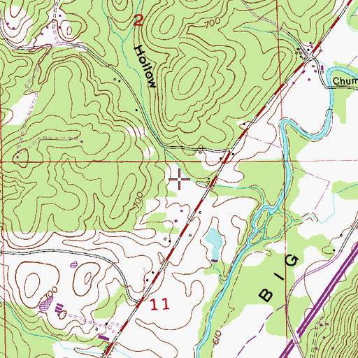 Topographic Map of Whitsnant Hollow, AL