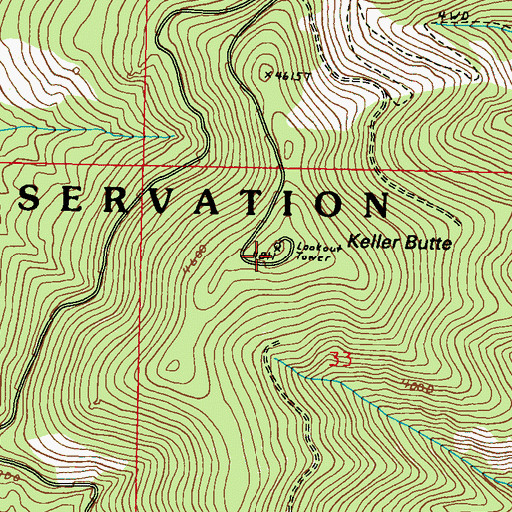 Topographic Map of Keller Butte, WA