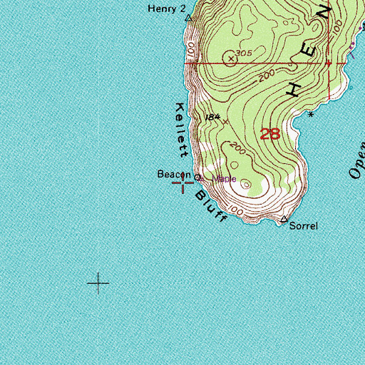 Topographic Map of Kellett Bluff, WA