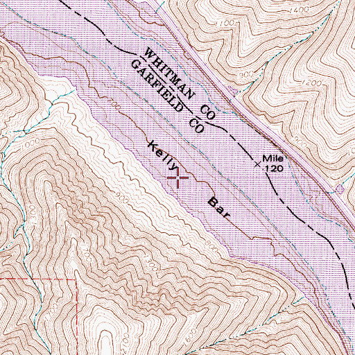 Topographic Map of Kelly Bar, WA