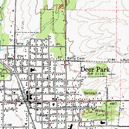 Topographic Map of Kelly Cemetery, WA