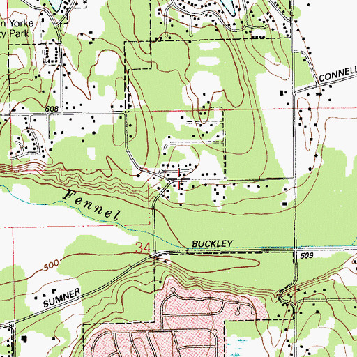Topographic Map of Kelly Lake School, WA