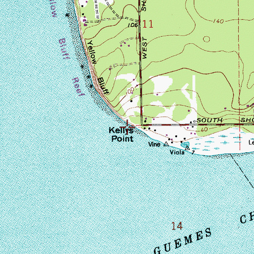 Topographic Map of Kellys Point, WA
