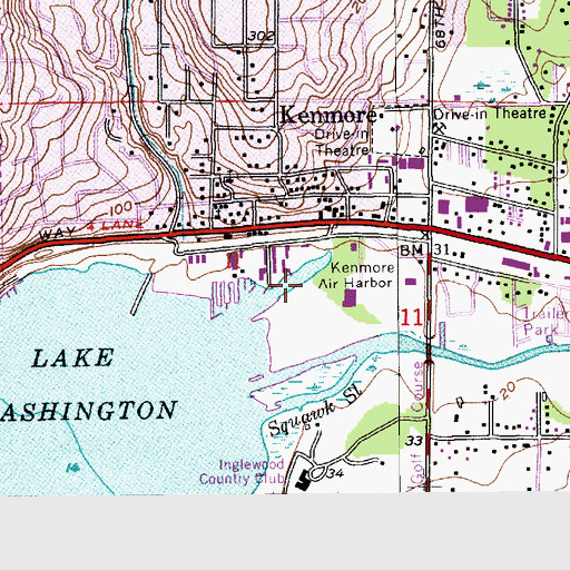 Topographic Map of Kenmore Air Harbor, WA