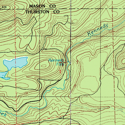 Topographic Map of Kennedy Falls, WA