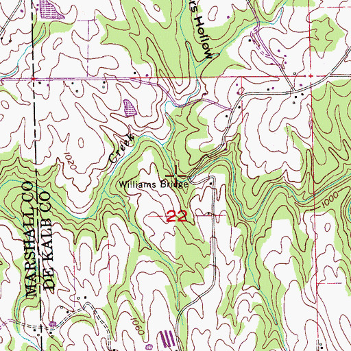 Topographic Map of Williams Bridge, AL