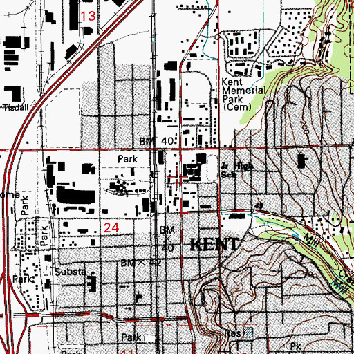 Topographic Map of Kent High School, WA