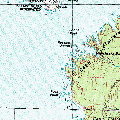 Topographic Map of Kessiso Rocks, WA