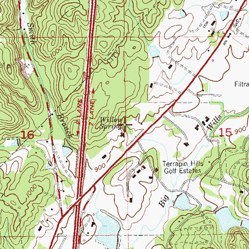 Topographic Map of Willow Spring, AL