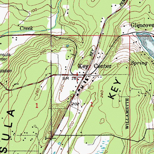 Topographic Map of Key Center, WA
