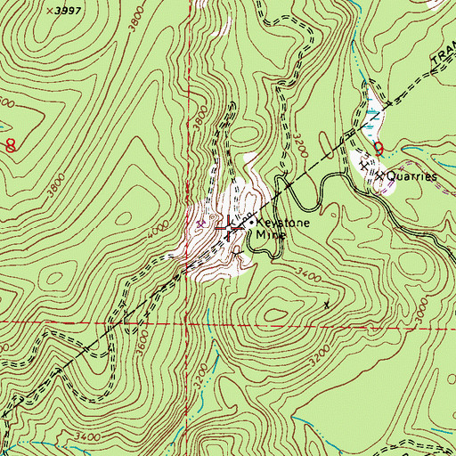 Topographic Map of Keystone Mine, WA